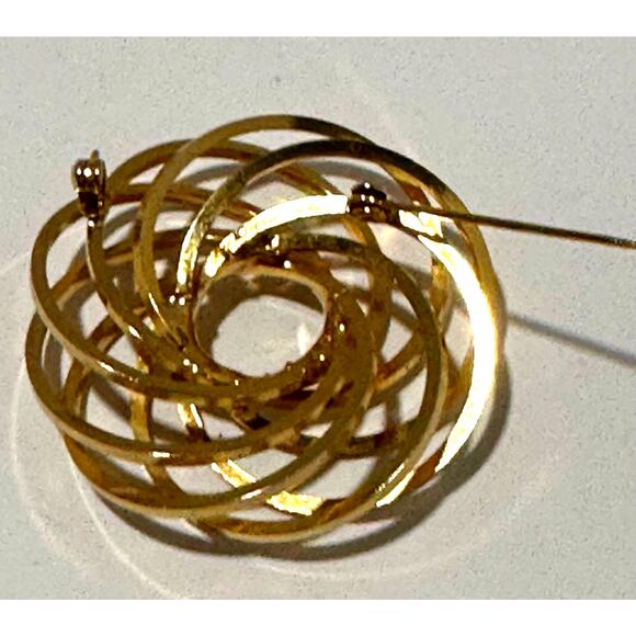Gold Tone Brooch Pin Abstract Circle Design‎ Statement Jewelry - Picture 6 of 8